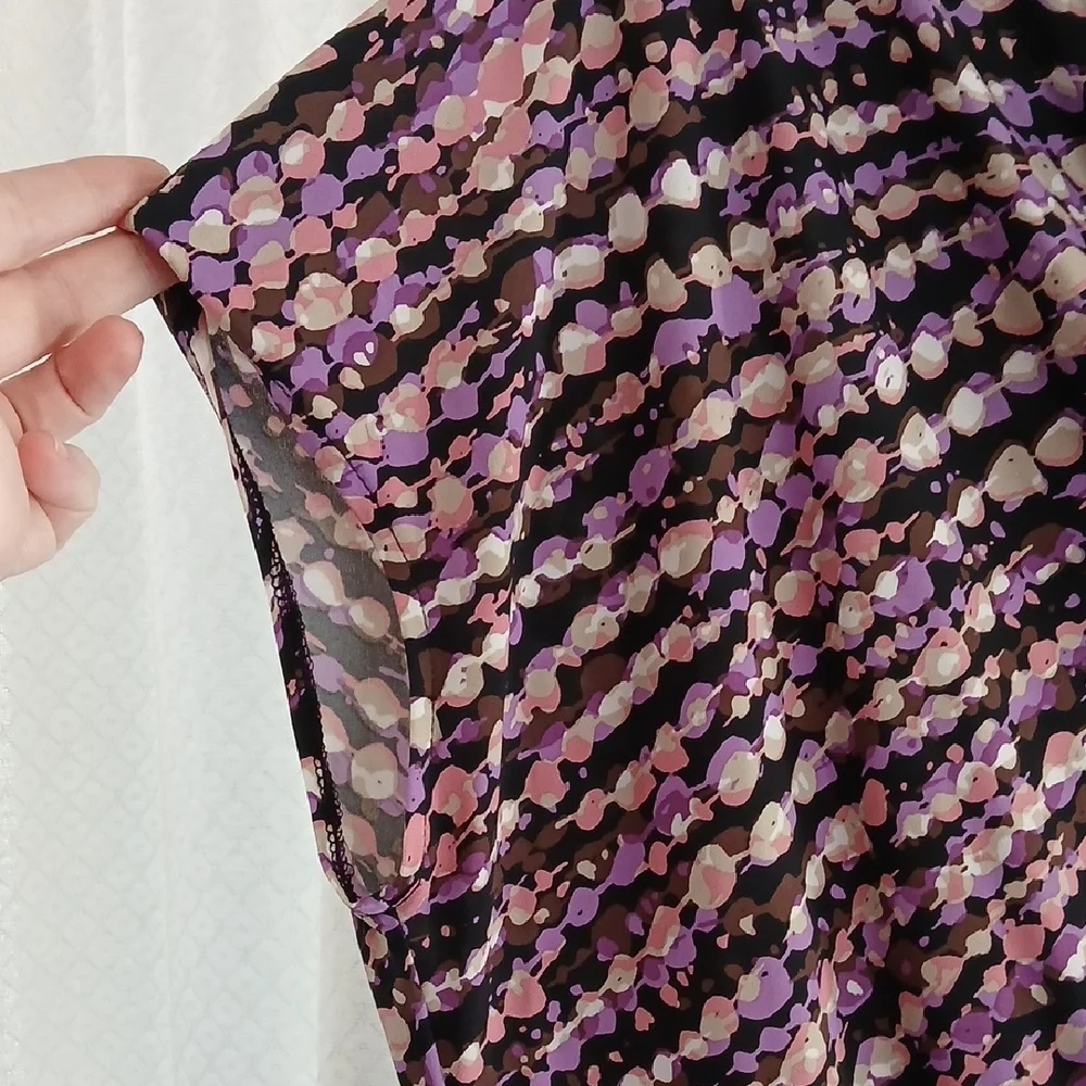 Worthington Purple and Blush Dot Cowl-Neck Blouse - Picture 4 of 8